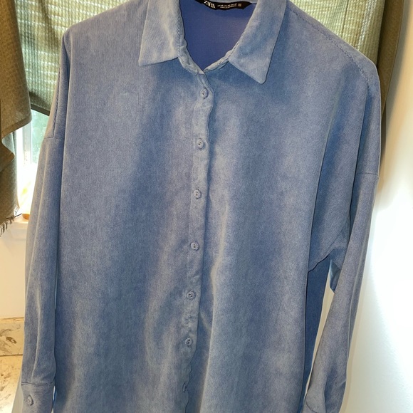 Zara Azure Blue Oversize Button-Down (XS) - Picture 5 of 5